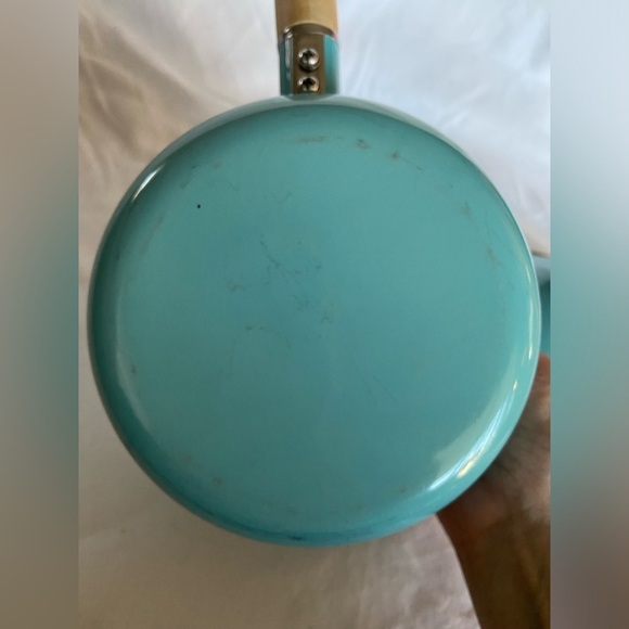 MCM 1.5 qt Lidded saucepan White Lotus on Turquoise Blue Scandinavian Vintage - Picture 8 of 13